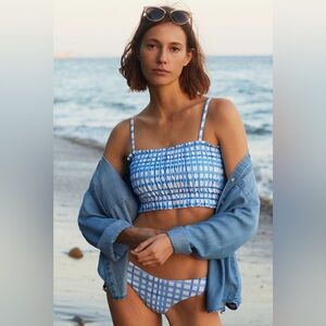 ‼️RARE‼️🎸Seafolly🎸🔥NWT🔥Shirred Longline Bandeau Swim Top in Amalfi Blue— 6